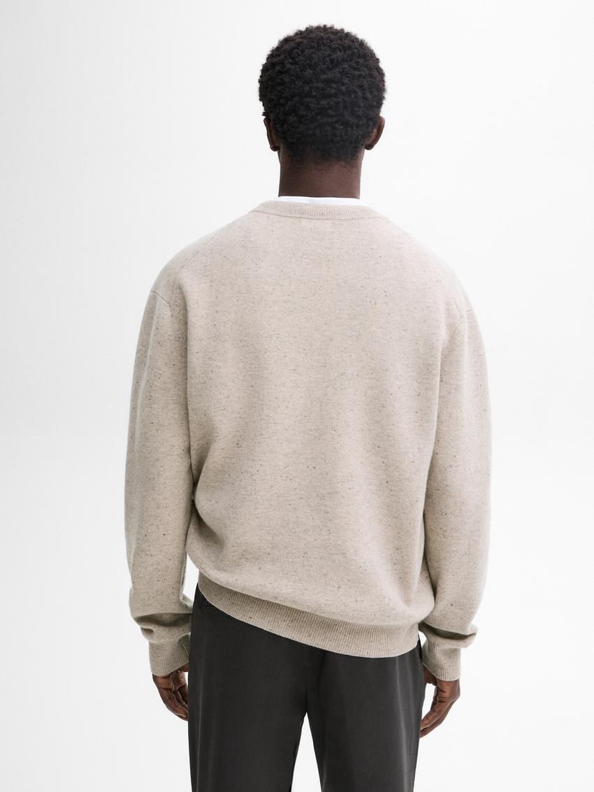 Massimo Dutti Wool Blend Knit With Crew Neck Men Sweater Beige | US-TJ5140972