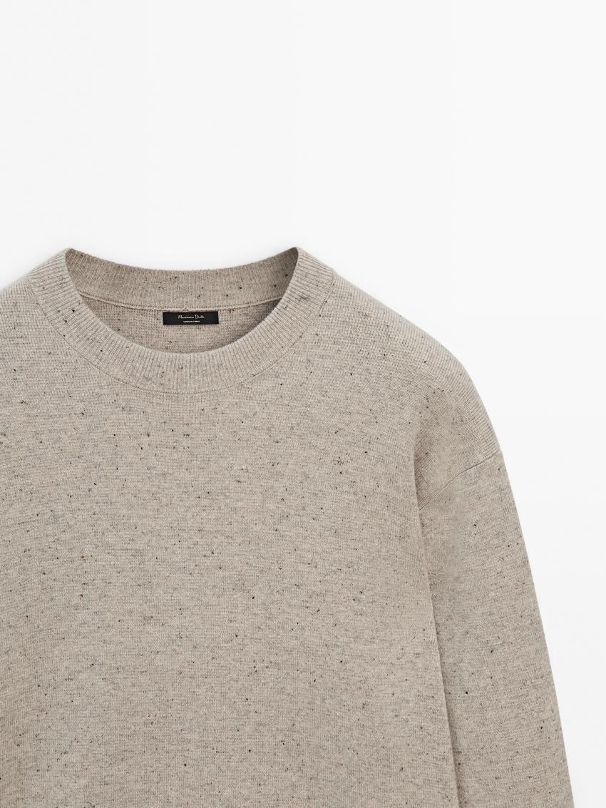 Massimo Dutti Wool Blend Knit With Crew Neck Men Sweater Beige | US-TJ5140972