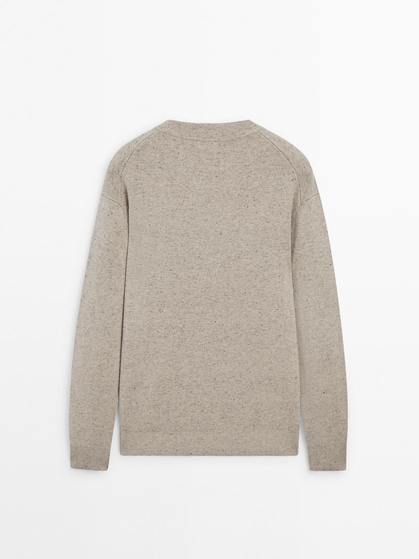 Massimo Dutti Wool Blend Knit With Crew Neck Men Sweater Beige | US-TJ5140972