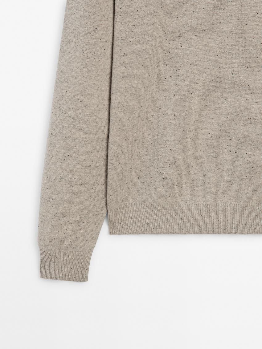 Massimo Dutti Wool Blend Knit With Crew Neck Men Sweater Beige | US-TJ5140972
