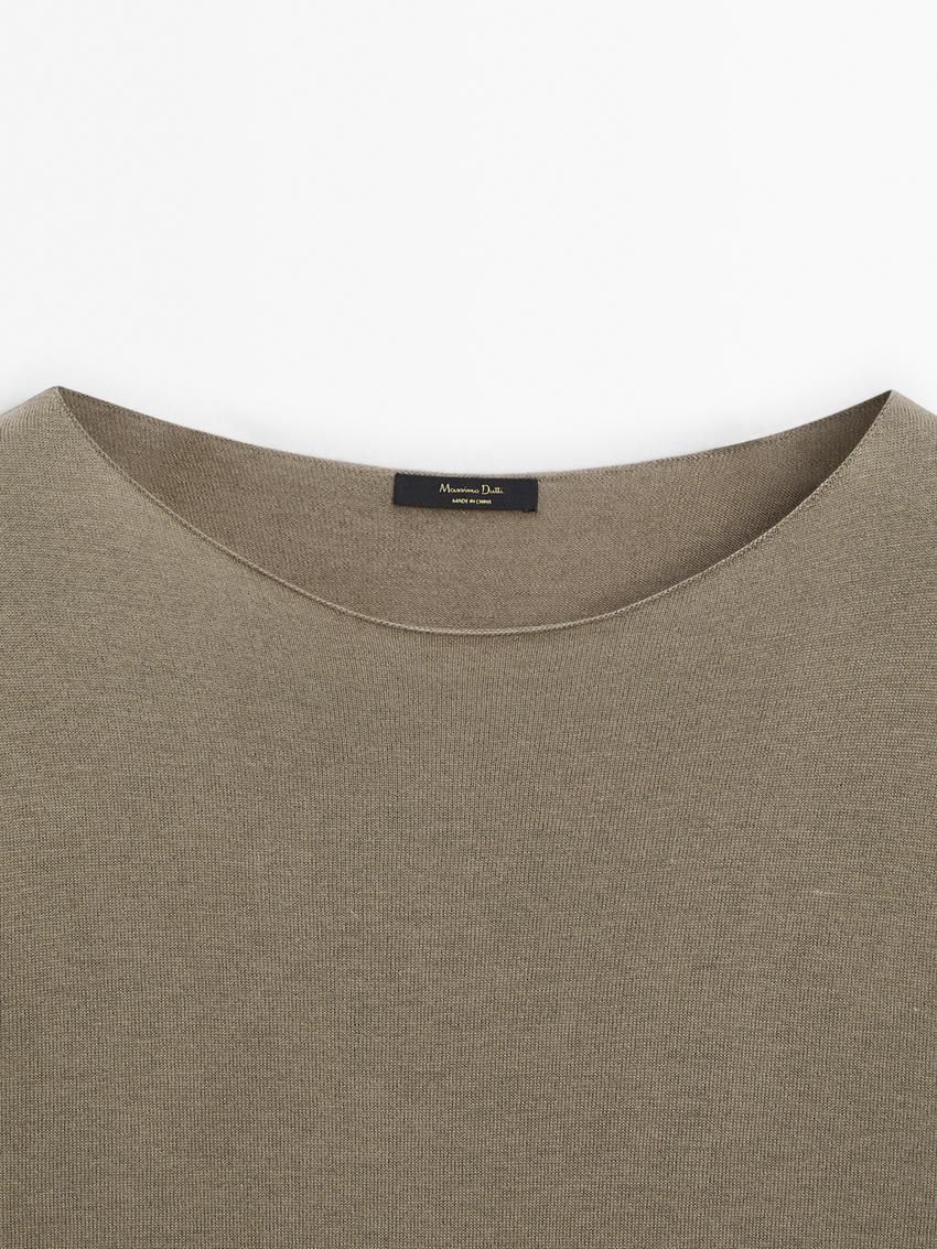 Massimo Dutti Wool Blend Knit With Crew Neck Women Sweater Olive | US-QE2570143