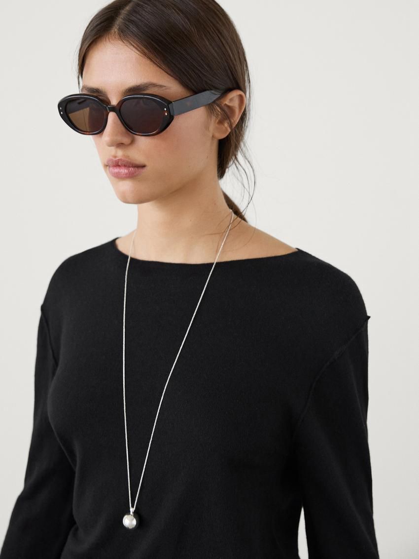 Massimo Dutti Wool Blend Knit With Crew Neck Women Sweater Black | US-RW8345219