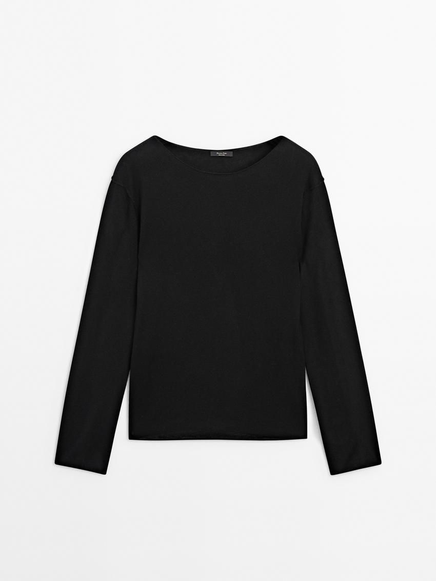Massimo Dutti Wool Blend Knit With Crew Neck Women Sweater Black | US-RW8345219
