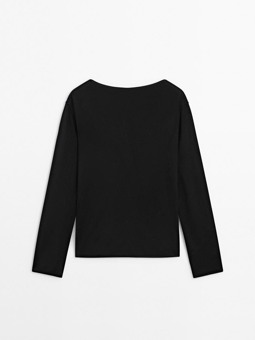 Massimo Dutti Wool Blend Knit With Crew Neck Women Sweater Black | US-RW8345219