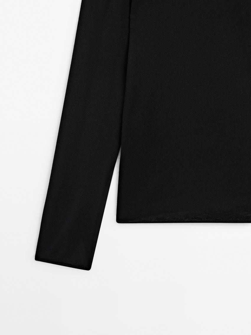 Massimo Dutti Wool Blend Knit With Crew Neck Women Sweater Black | US-RW8345219