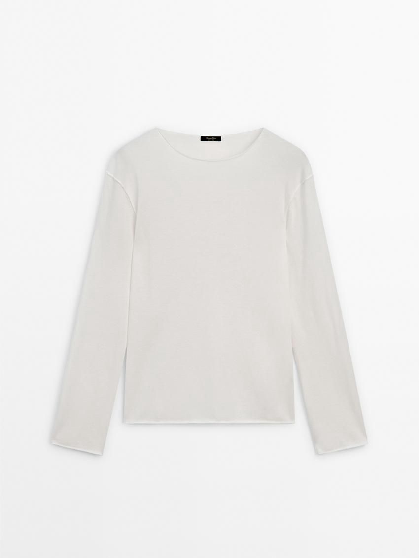 Massimo Dutti Wool Blend Knit With Crew Neck Women Sweater Cream | US-ZR8172354