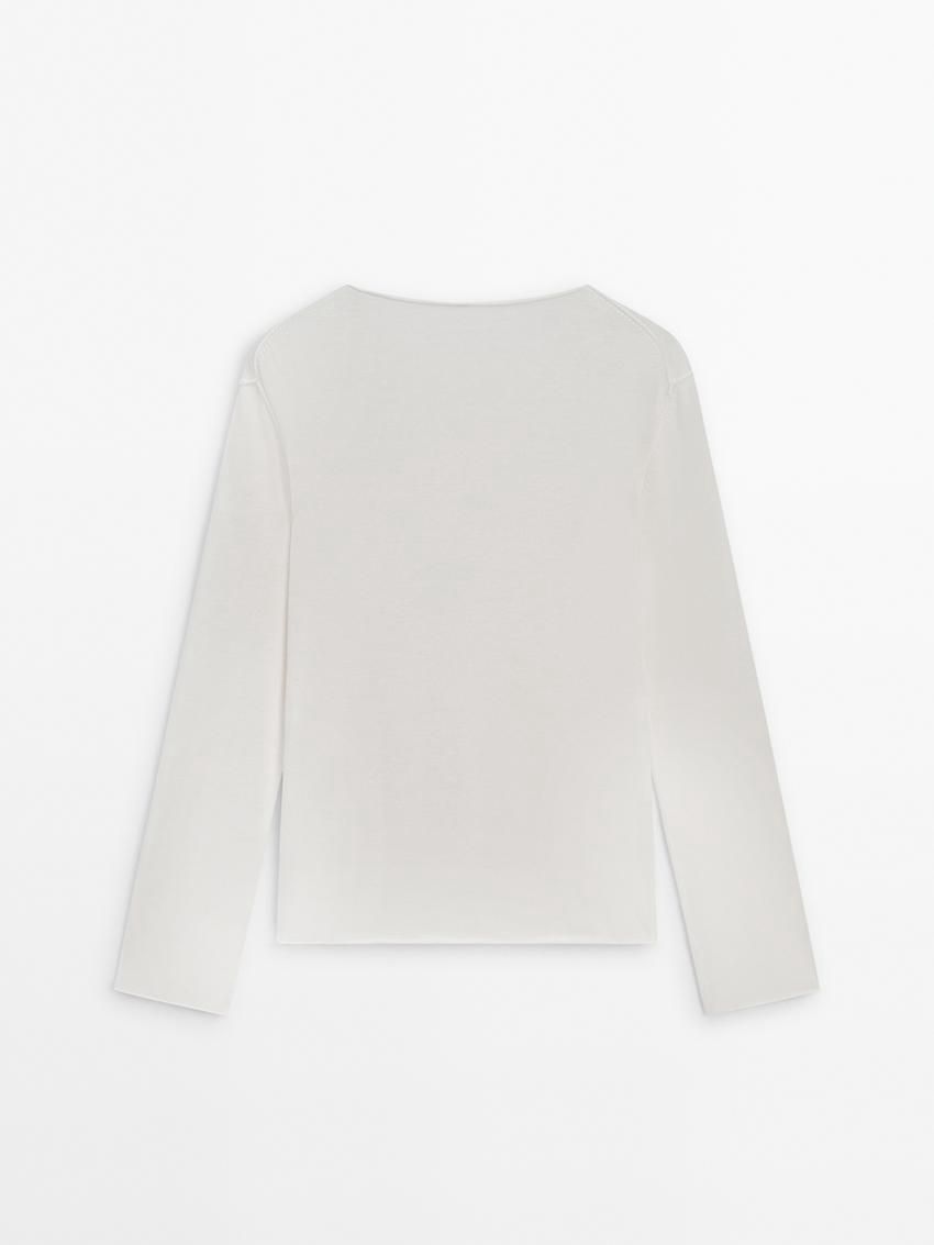 Massimo Dutti Wool Blend Knit With Crew Neck Women Sweater Cream | US-ZR8172354