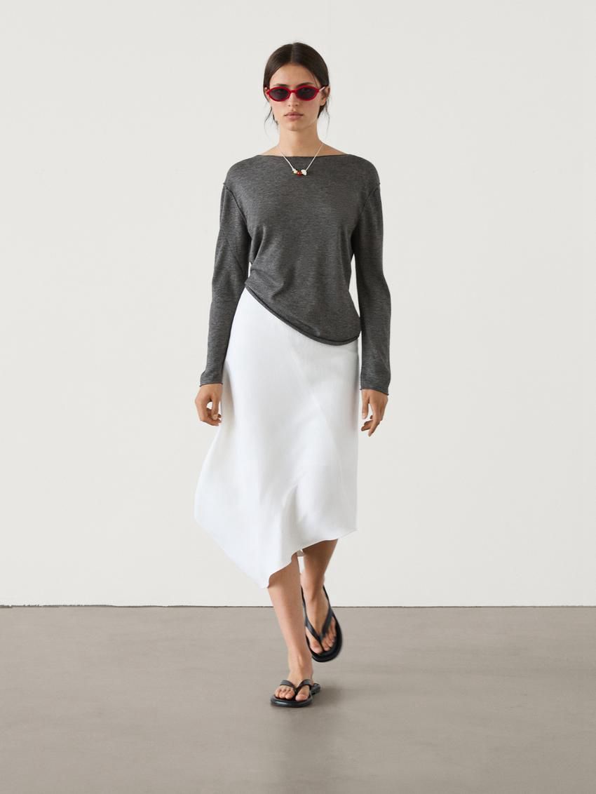 Massimo Dutti Wool Blend Knit With Crew Neck Women Sweater Dark Grey | US-ET9402871