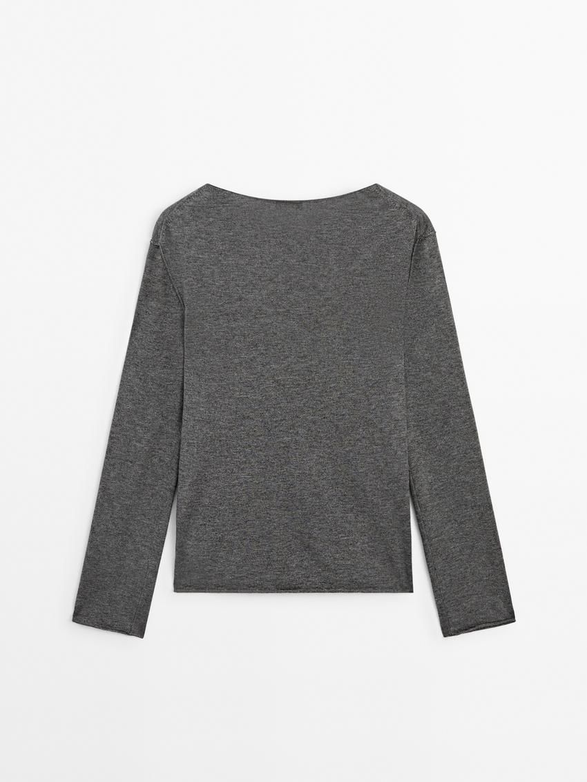 Massimo Dutti Wool Blend Knit With Crew Neck Women Sweater Dark Grey | US-ET9402871