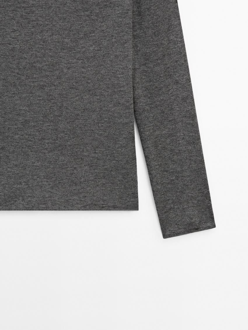 Massimo Dutti Wool Blend Knit With Crew Neck Women Sweater Dark Grey | US-ET9402871