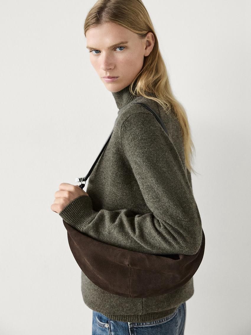 Massimo Dutti Wool Blend Knit With High Neck Women Sweater Green | US-DX9536107