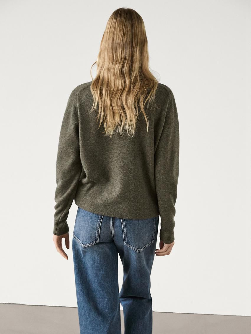 Massimo Dutti Wool Blend Knit With High Neck Women Sweater Green | US-DX9536107