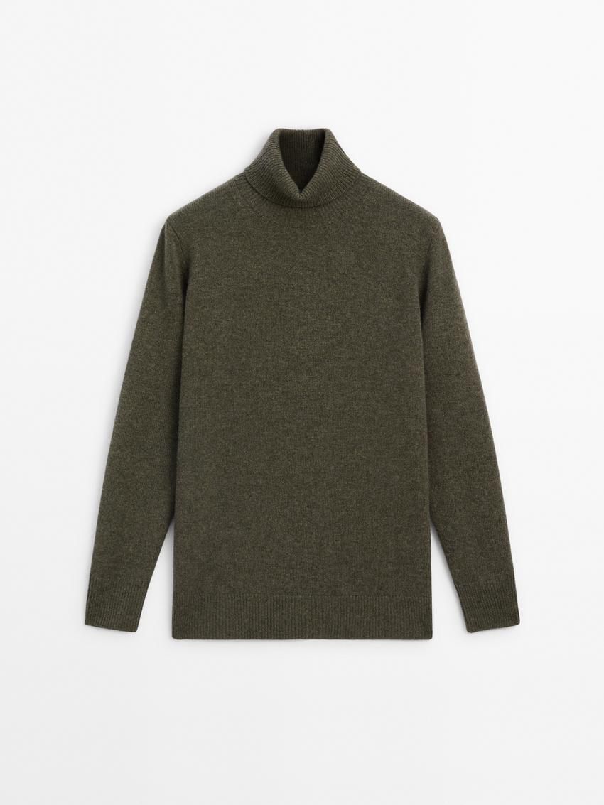 Massimo Dutti Wool Blend Knit With High Neck Women Sweater Green | US-DX9536107