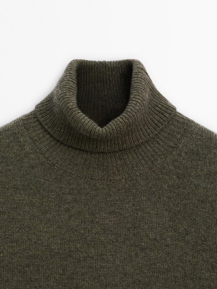 Massimo Dutti Wool Blend Knit With High Neck Women Sweater Green | US-DX9536107