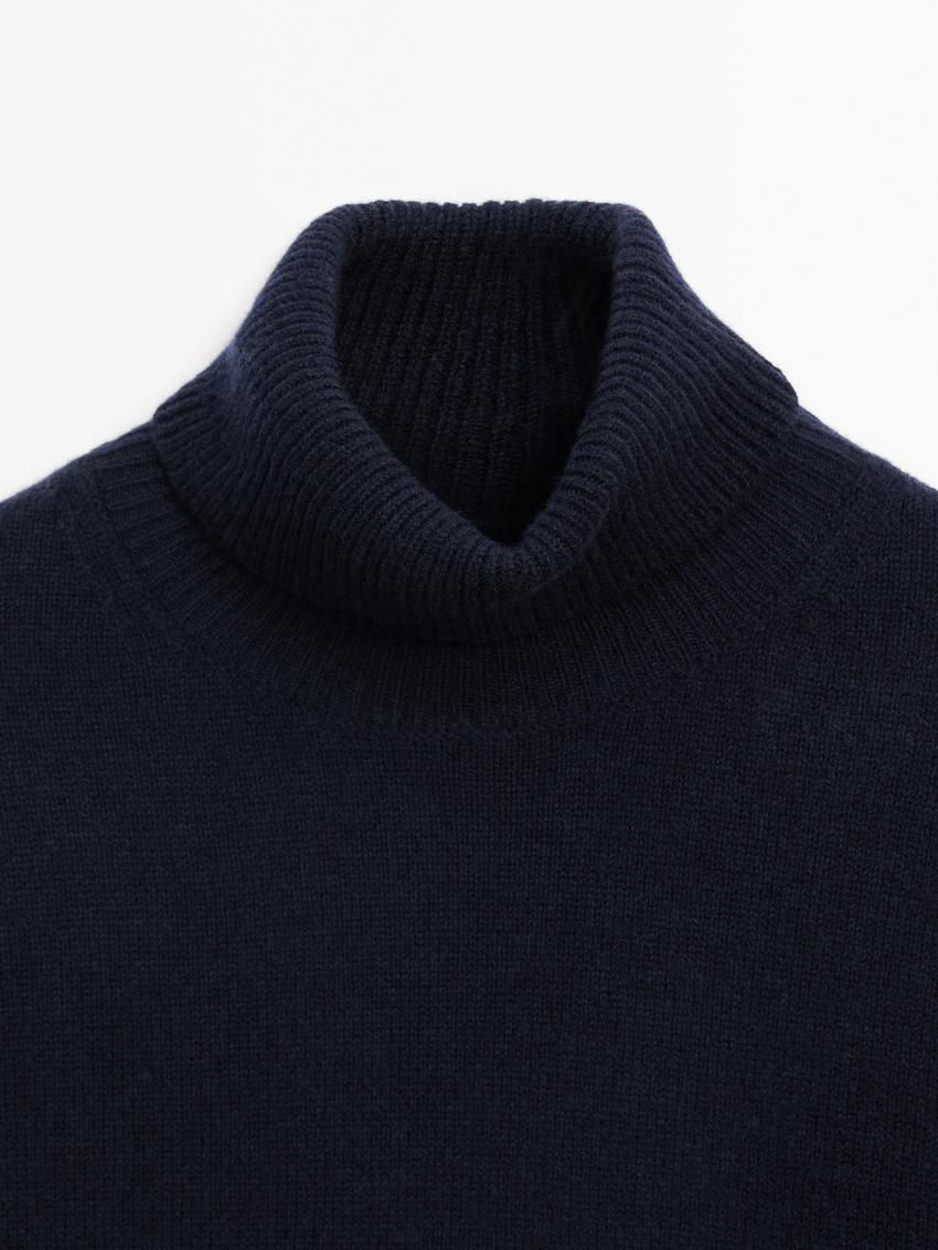 Massimo Dutti Wool Blend Knit With High Neck Women Sweater Dark Blue | US-KF5903148