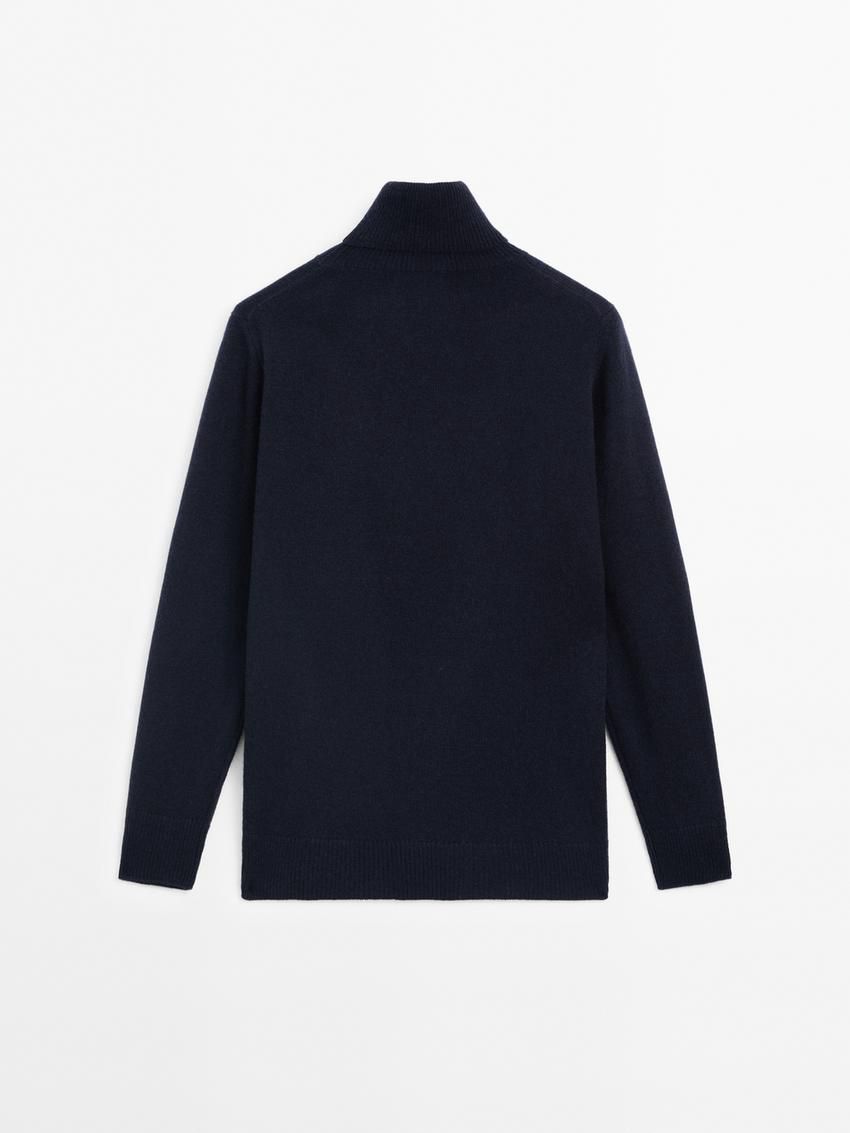 Massimo Dutti Wool Blend Knit With High Neck Women Sweater Dark Blue | US-KF5903148