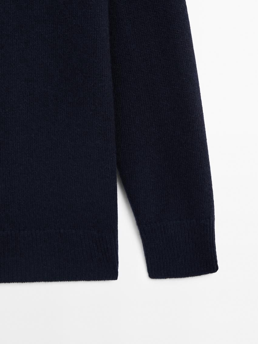 Massimo Dutti Wool Blend Knit With High Neck Women Sweater Dark Blue | US-KF5903148