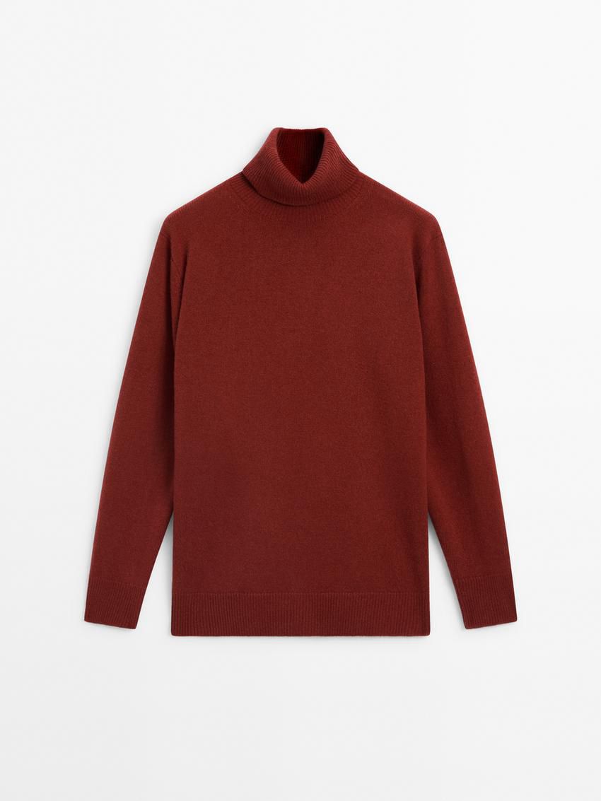 Massimo Dutti Wool Blend Knit With High Neck Women Sweater Dark Red | US-HW8539140