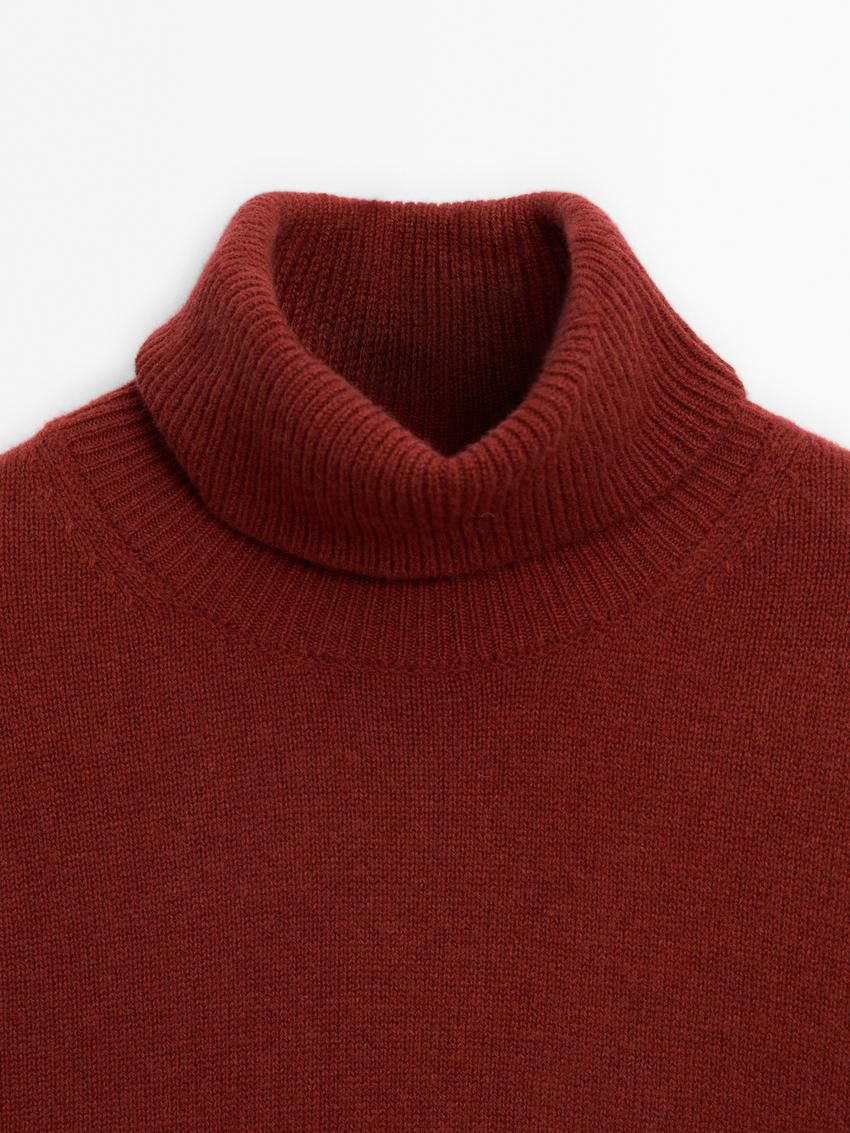 Massimo Dutti Wool Blend Knit With High Neck Women Sweater Dark Red | US-HW8539140