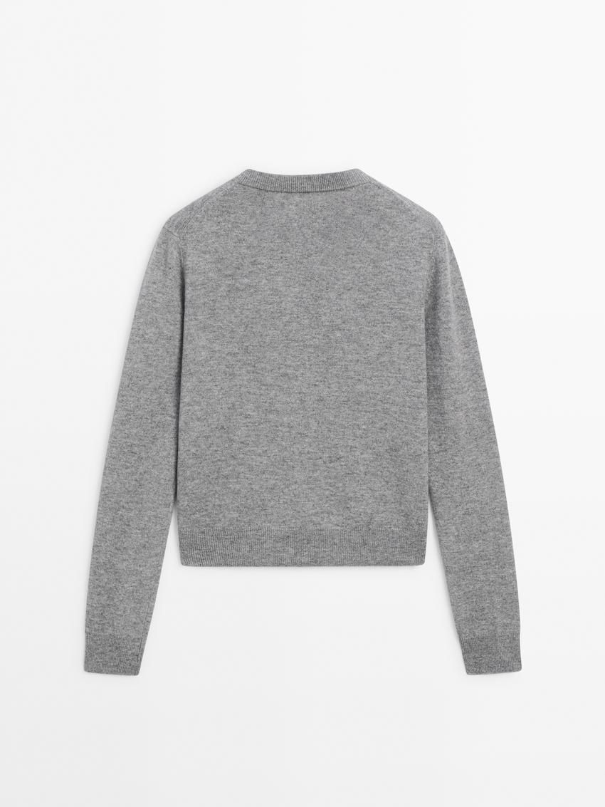 Massimo Dutti Wool Blend Knit With Pockets Women Cardigan Grey | US-AK9450182