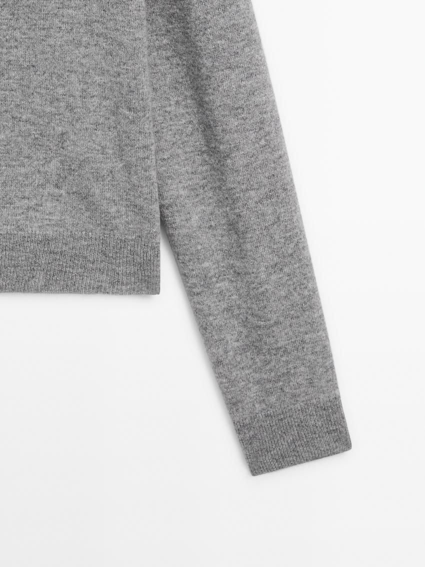 Massimo Dutti Wool Blend Knit With Pockets Women Cardigan Grey | US-AK9450182