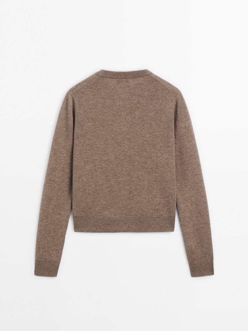 Massimo Dutti Wool Blend Knit With Pockets Women Cardigan Brown | US-SL6483279