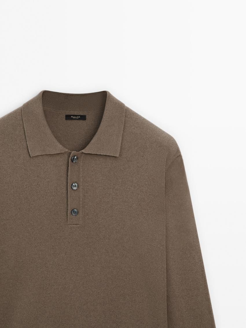 Massimo Dutti Wool Blend Knit With Polo Collar Men Sweater Brown | US-BM9734512