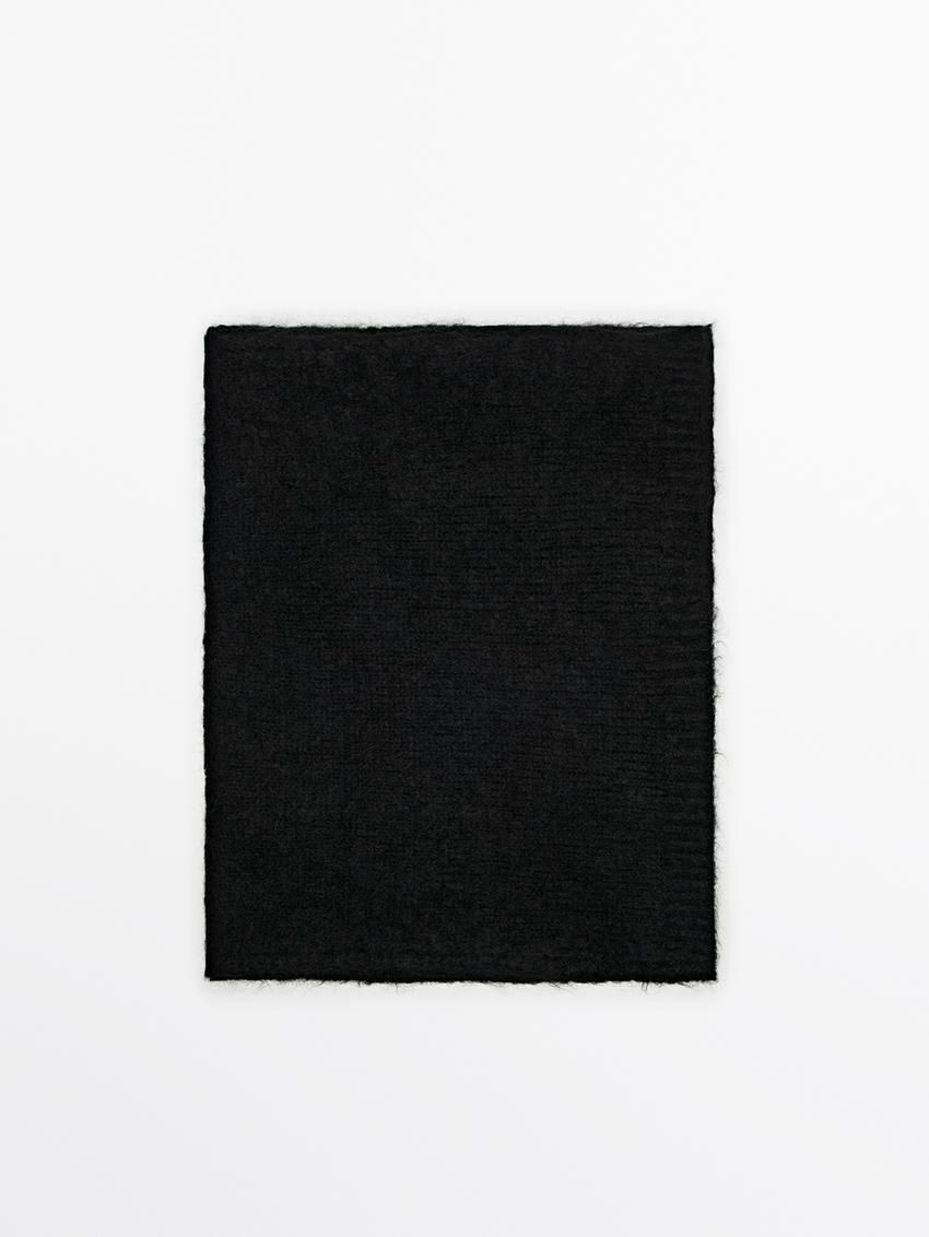 Massimo Dutti Wool Blend Knit Women Scarf Black | US-DN7691204