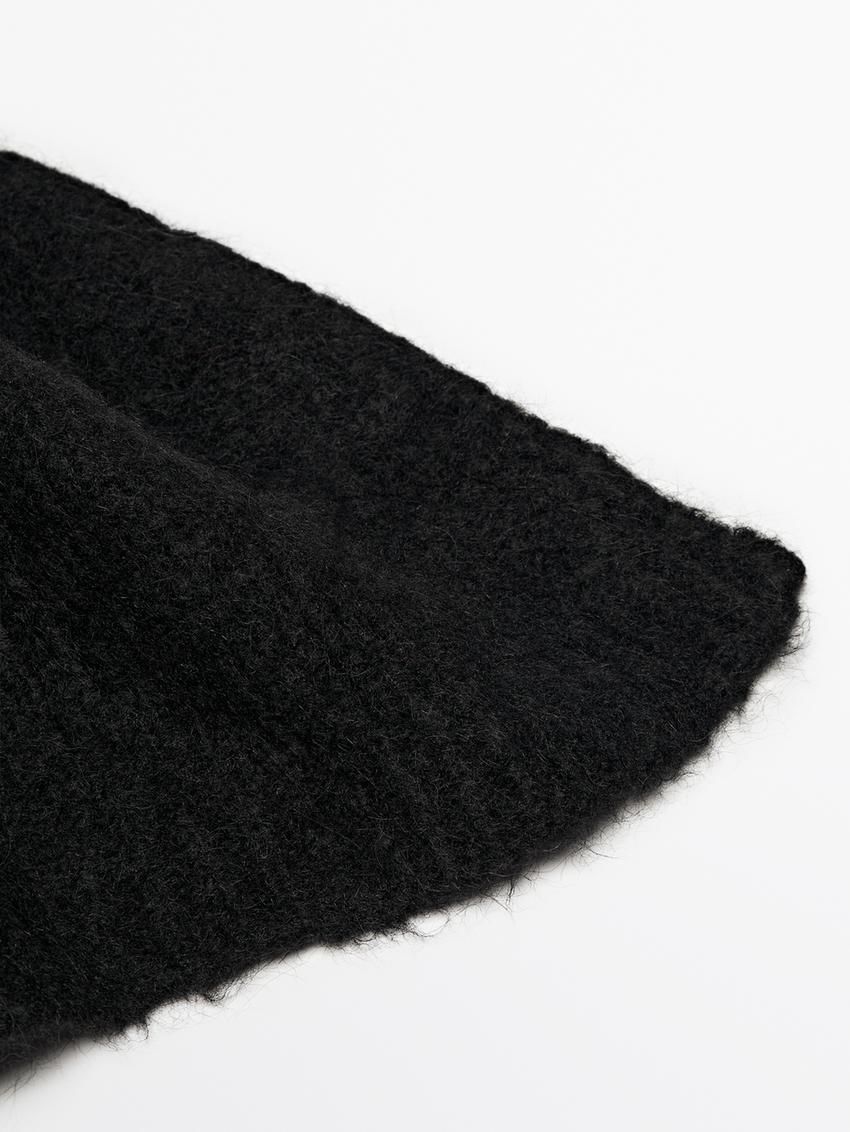 Massimo Dutti Wool Blend Knit Women Scarf Black | US-DN7691204