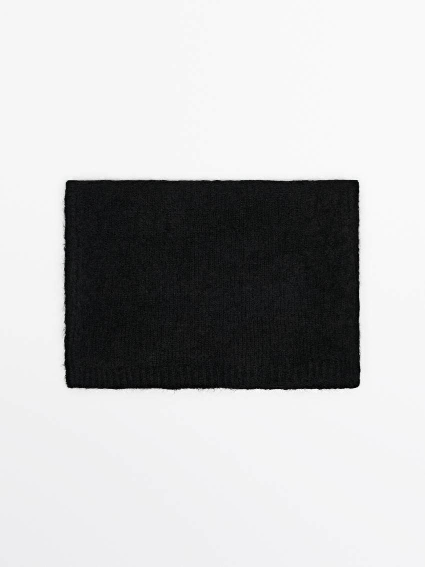 Massimo Dutti Wool Blend Knit Women Scarf Black | US-DN7691204
