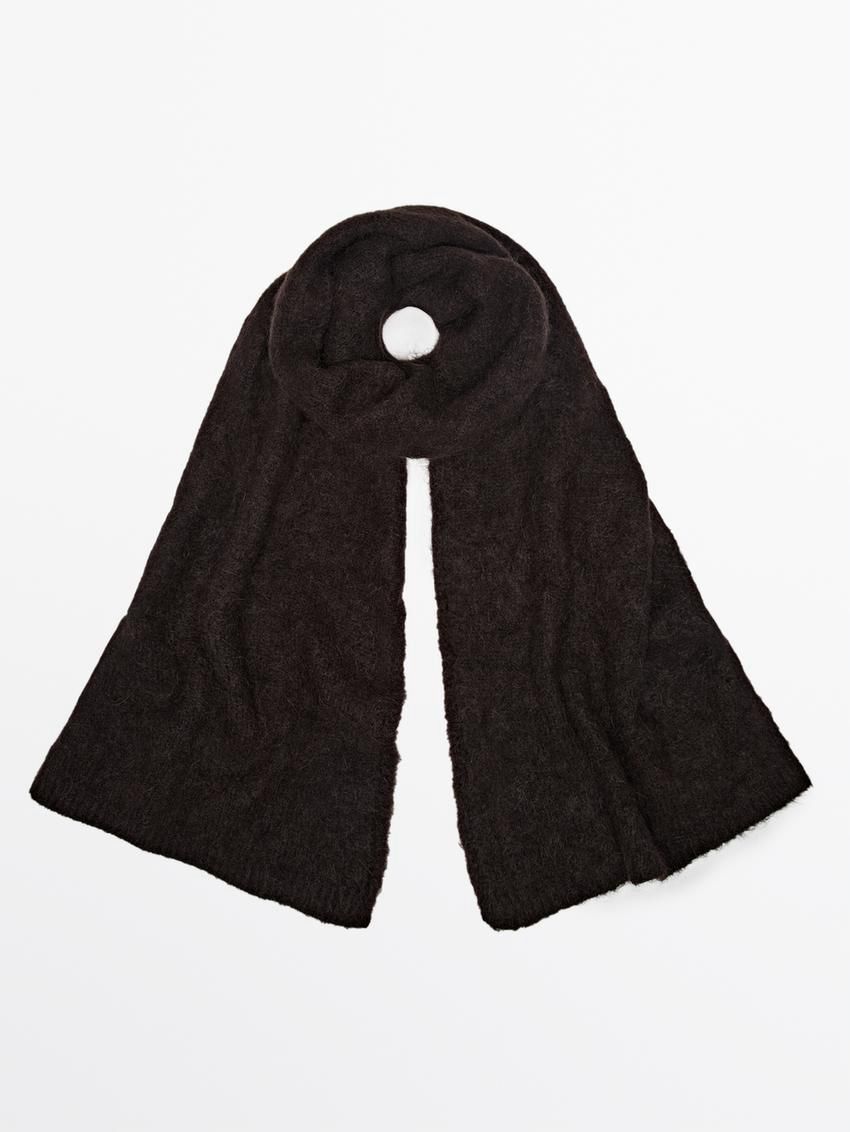 Massimo Dutti Wool Blend Knit Women Scarf Chocolate | US-YL4089136