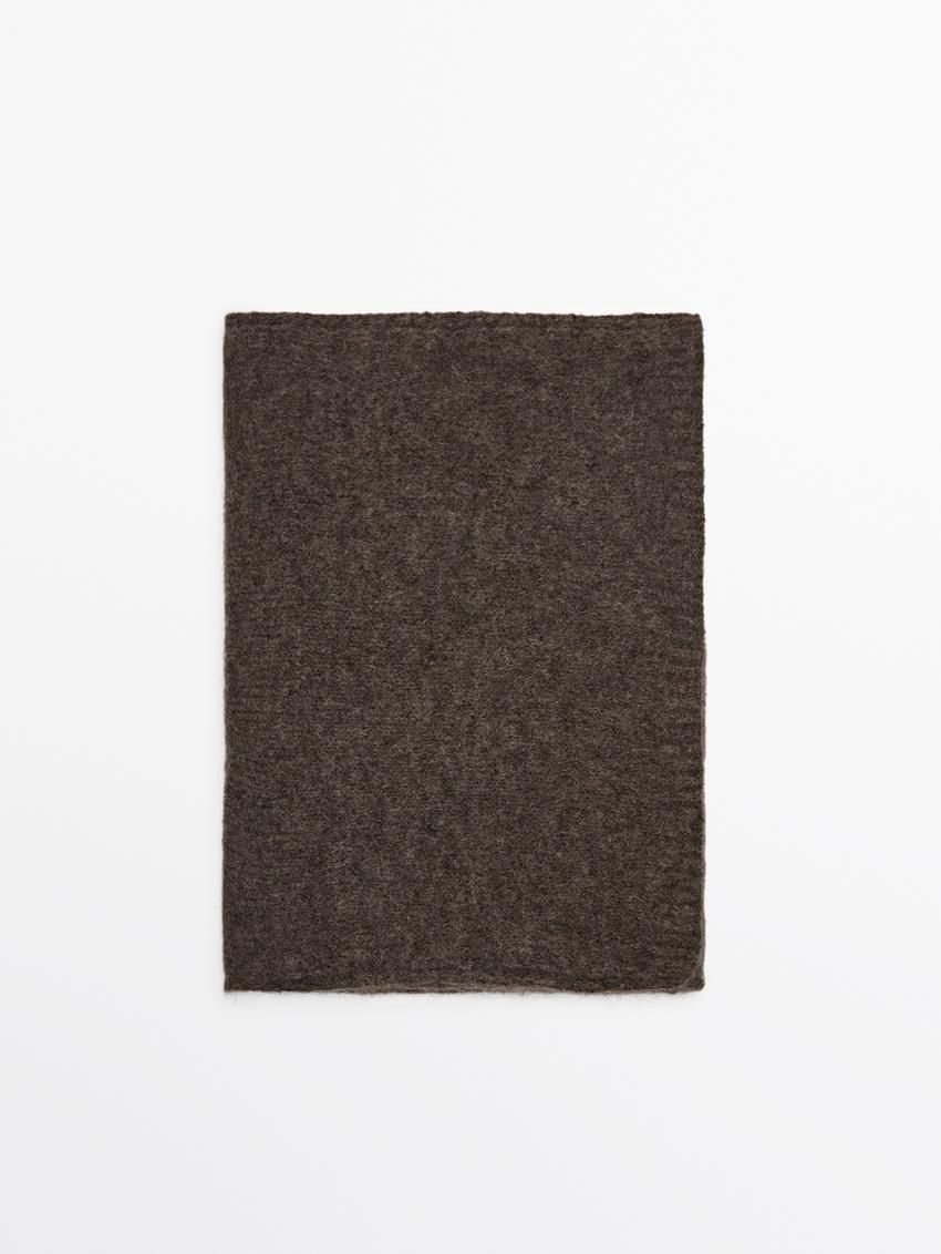 Massimo Dutti Wool Blend Knit Women Scarf Dark Brown | US-BP0965714