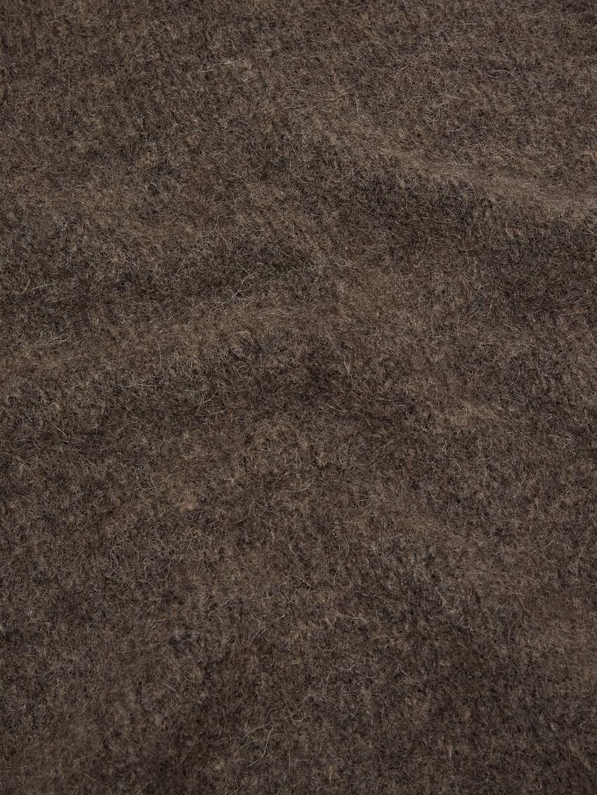 Massimo Dutti Wool Blend Knit Women Scarf Dark Brown | US-BP0965714
