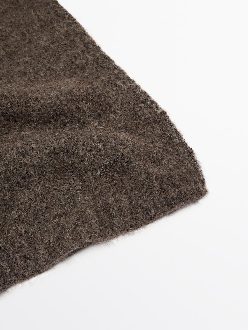 Massimo Dutti Wool Blend Knit Women Scarf Dark Brown | US-BP0965714