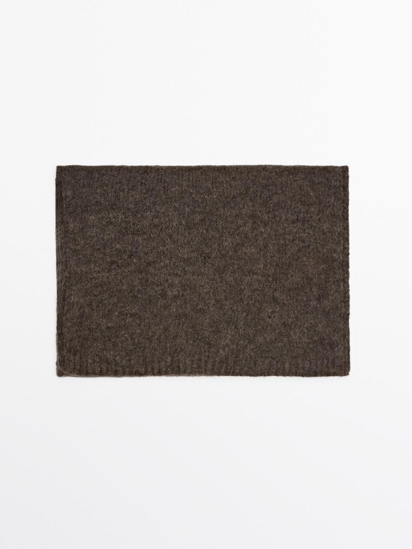 Massimo Dutti Wool Blend Knit Women Scarf Dark Brown | US-BP0965714