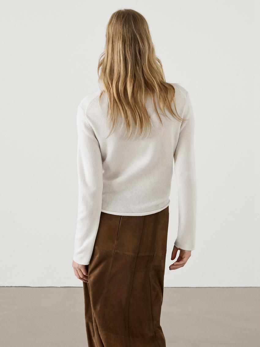 Massimo Dutti Wool Blend Knit Women Sweater Cream | US-LO9873261