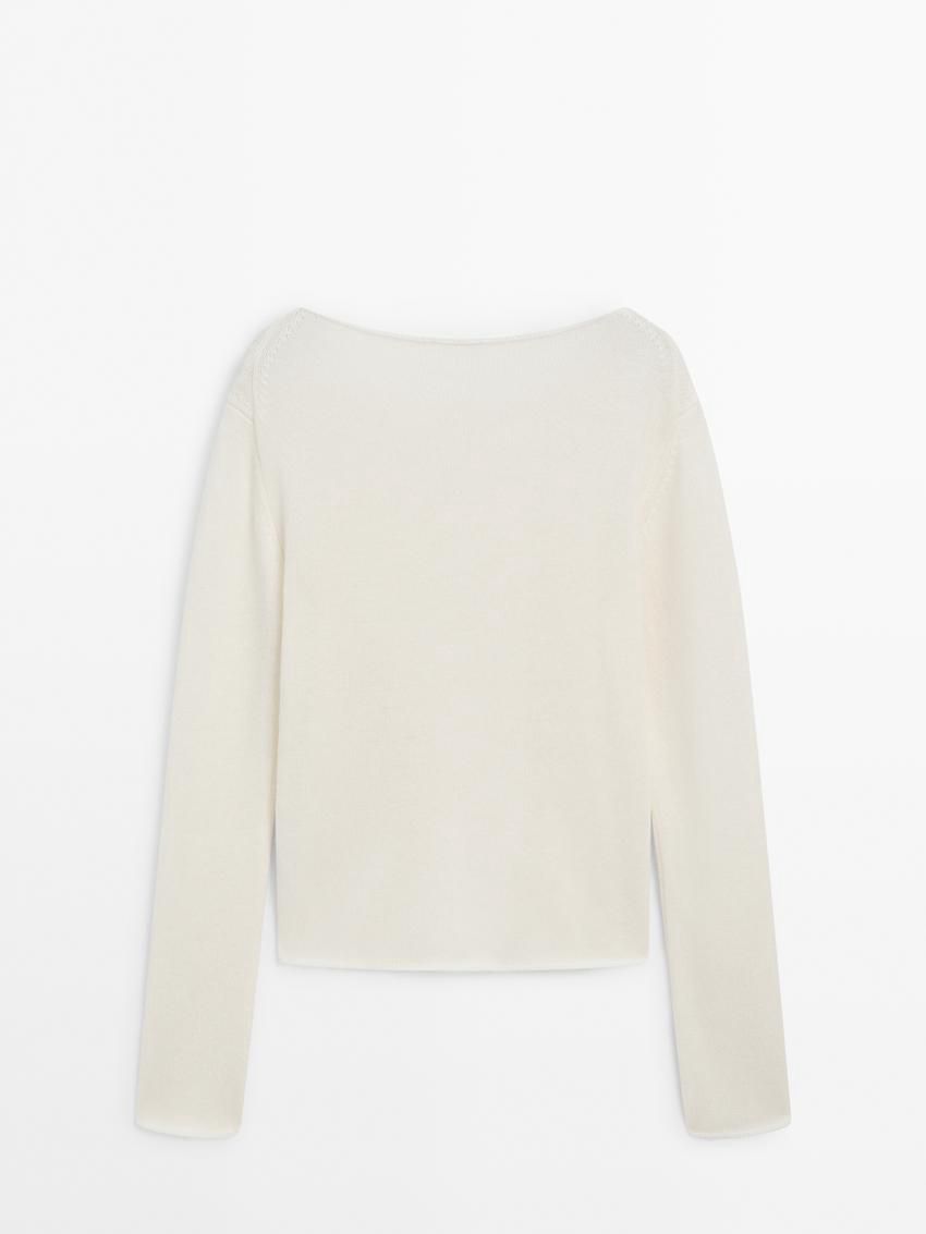 Massimo Dutti Wool Blend Knit Women Sweater Cream | US-LO9873261