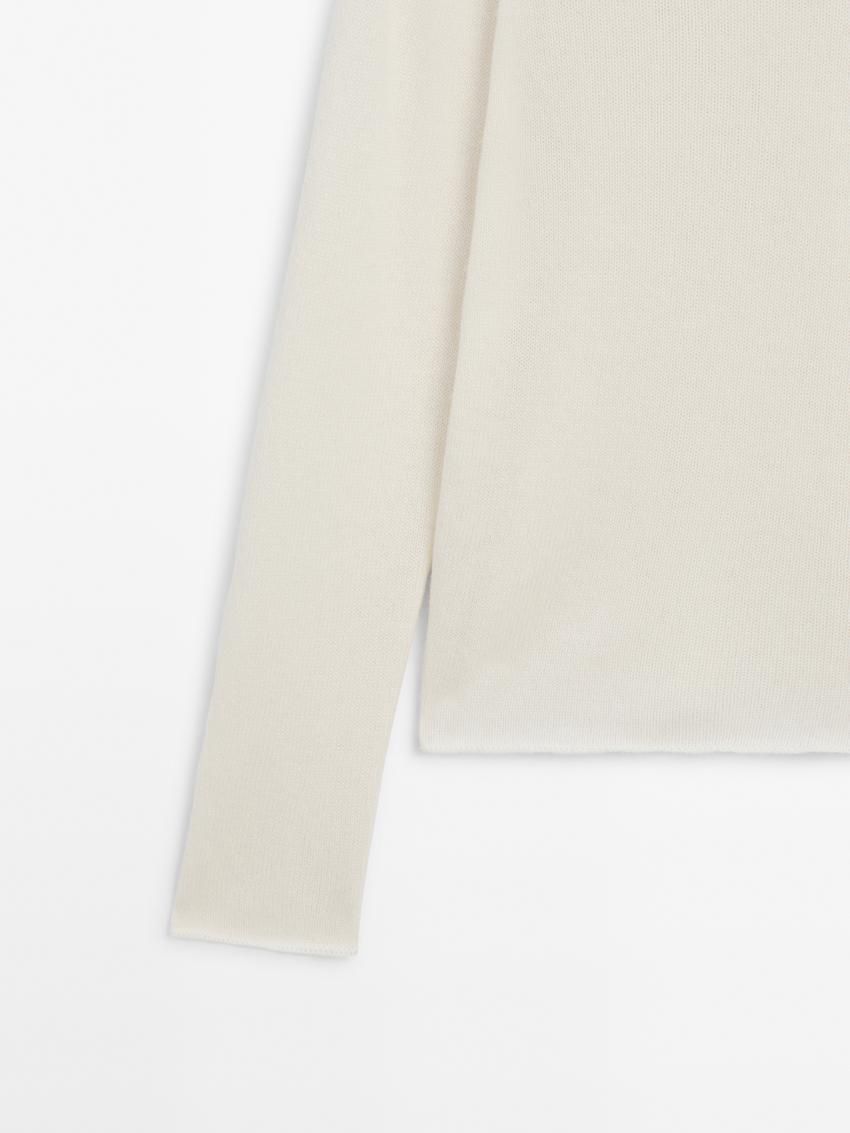 Massimo Dutti Wool Blend Knit Women Sweater Cream | US-LO9873261