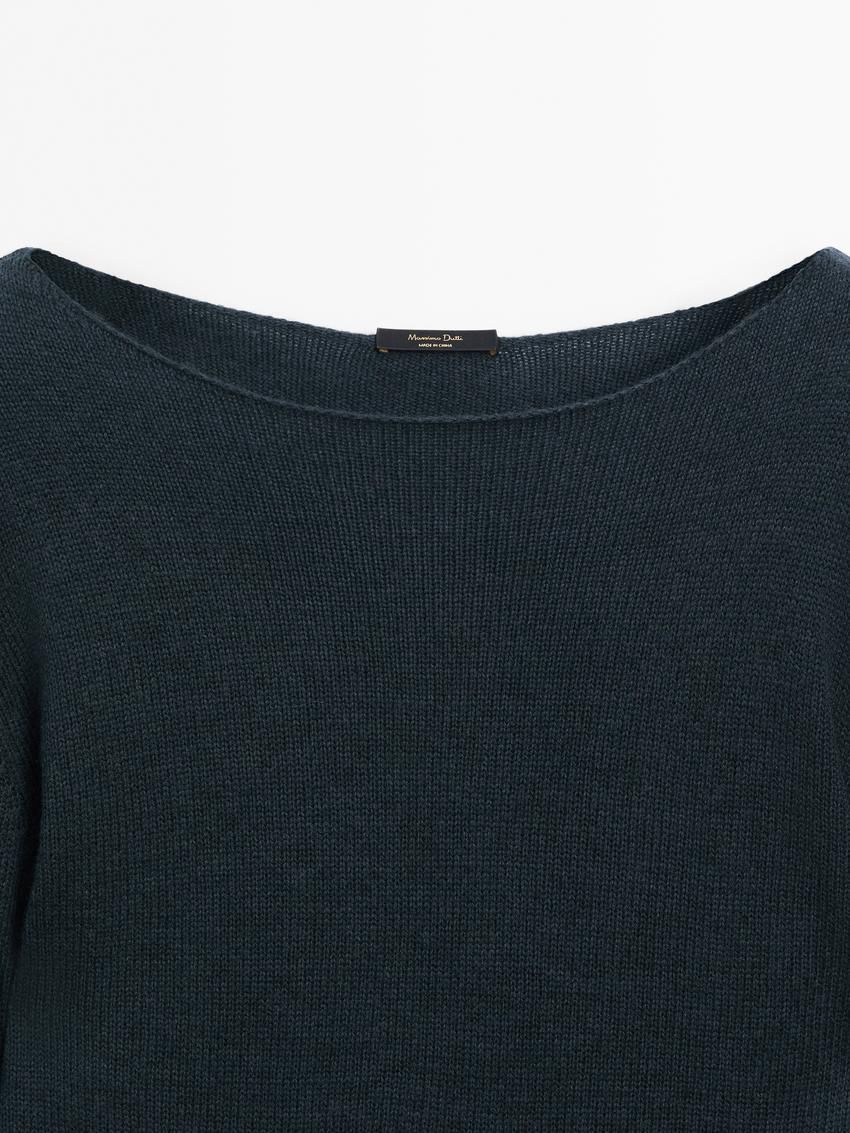 Massimo Dutti Wool Blend Knit Women Sweater Dark Blue | US-CP9203578