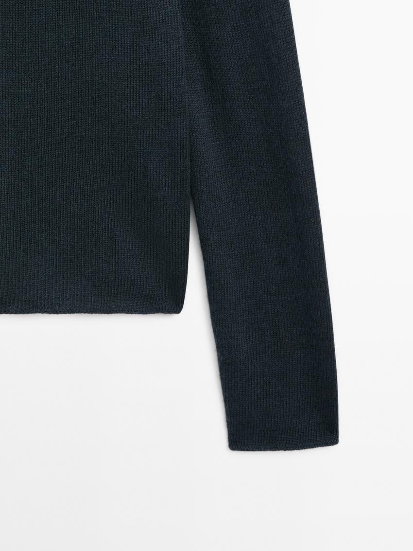 Massimo Dutti Wool Blend Knit Women Sweater Dark Blue | US-CP9203578