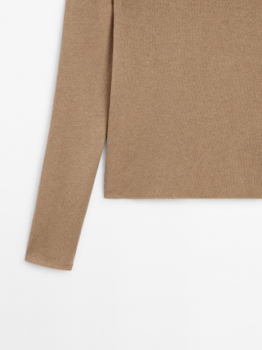 Massimo Dutti Wool Blend Knit Women Sweater Light Brown | US-KY8210649