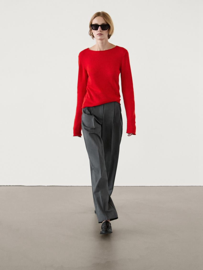 Massimo Dutti Wool Blend Knit Women Sweater Red | US-TO5724160