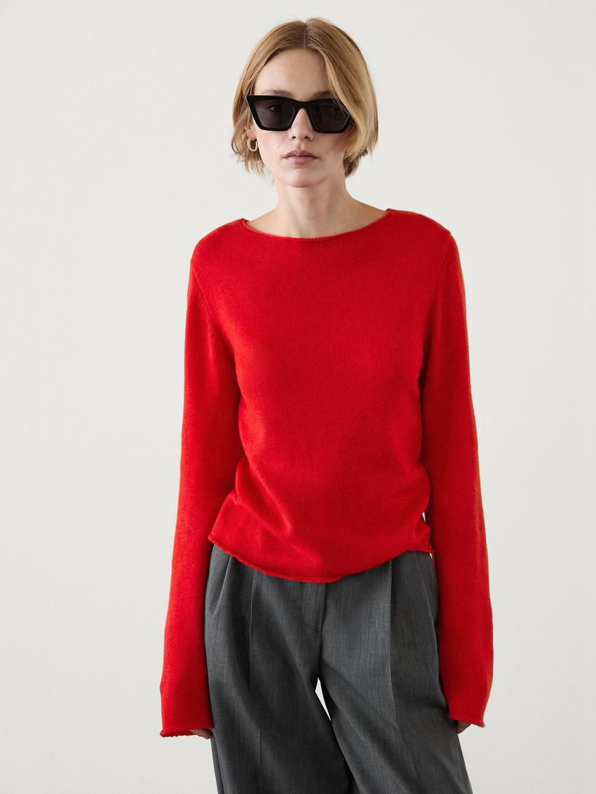 Massimo Dutti Wool Blend Knit Women Sweater Red | US-TO5724160