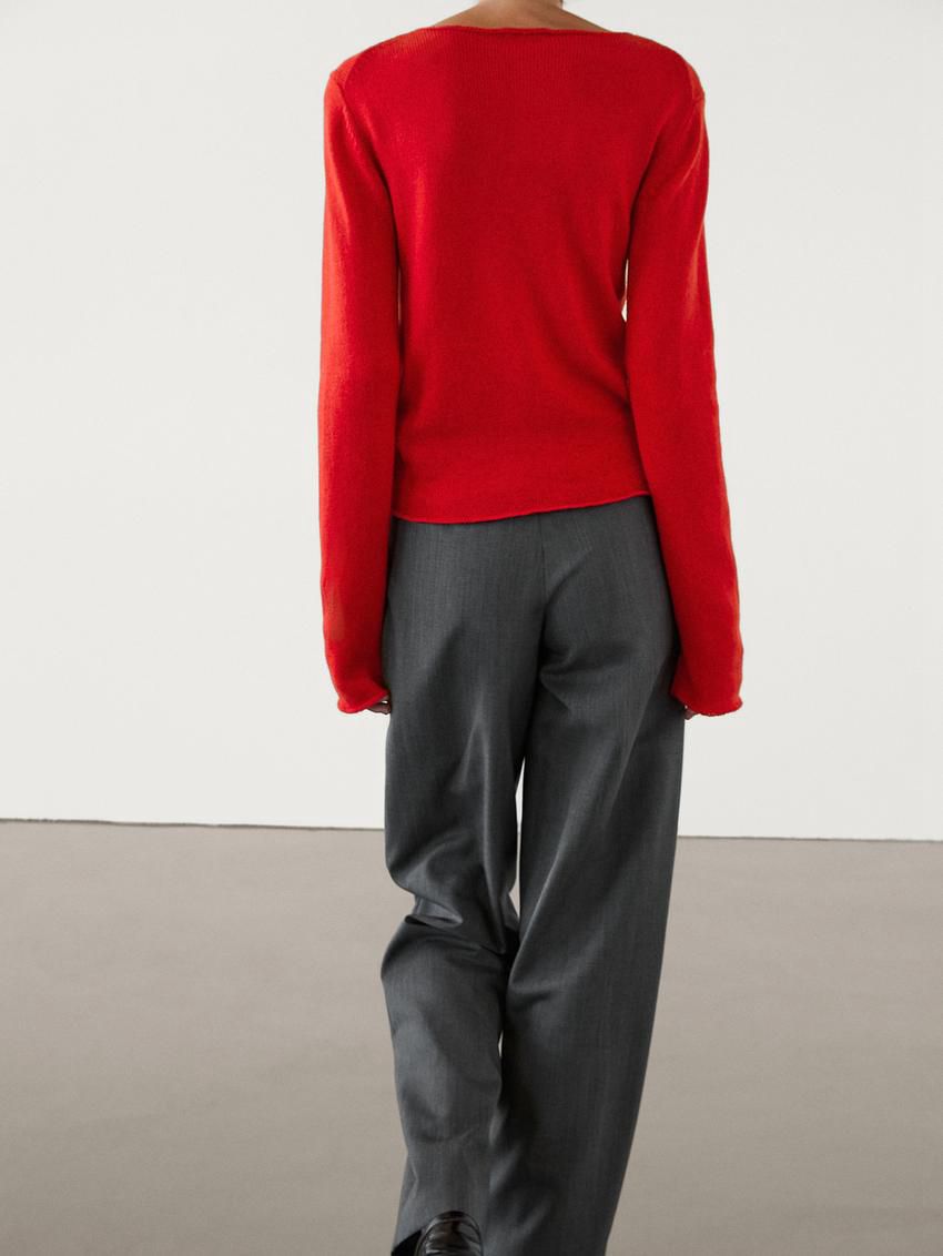 Massimo Dutti Wool Blend Knit Women Sweater Red | US-TO5724160