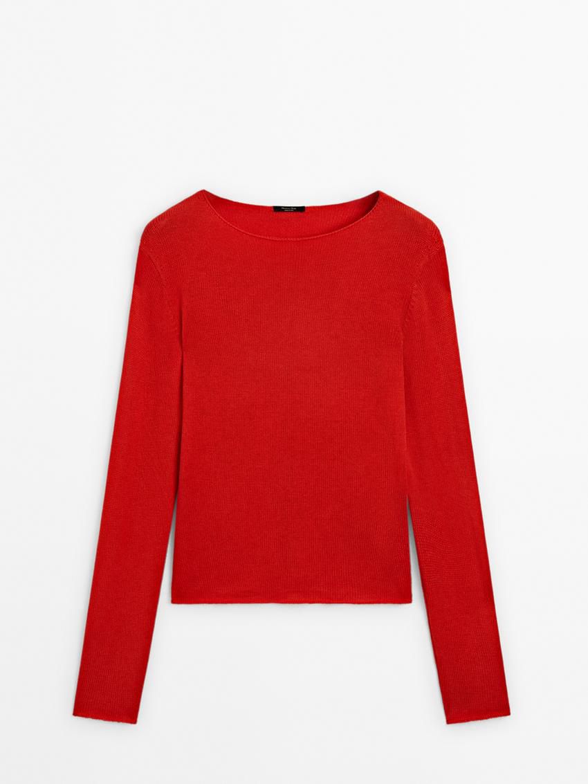 Massimo Dutti Wool Blend Knit Women Sweater Red | US-TO5724160