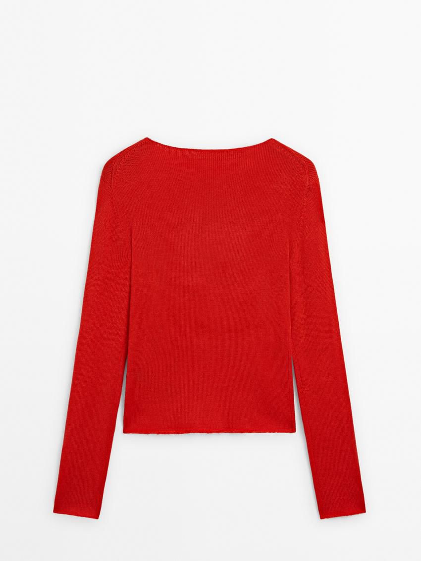 Massimo Dutti Wool Blend Knit Women Sweater Red | US-TO5724160