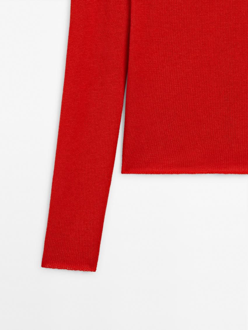 Massimo Dutti Wool Blend Knit Women Sweater Red | US-TO5724160