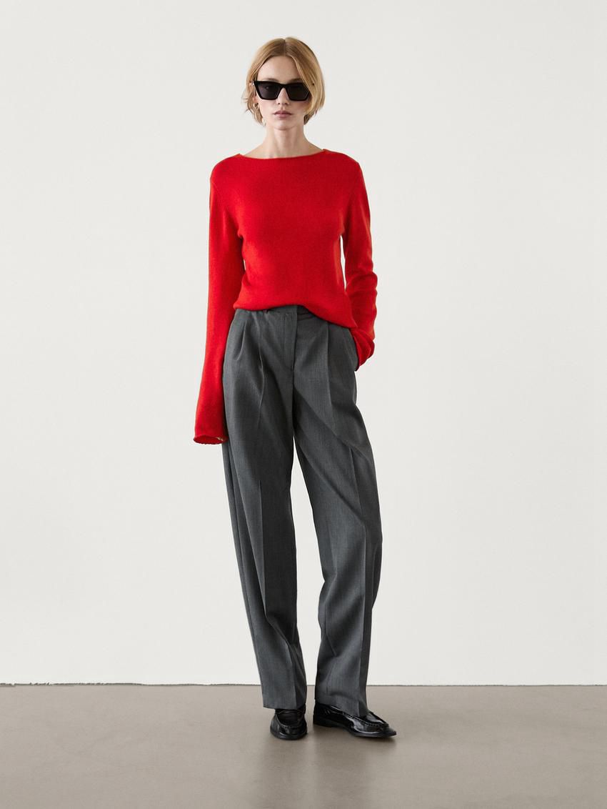 Massimo Dutti Wool Blend Knit Women Sweater Red | US-TO5724160