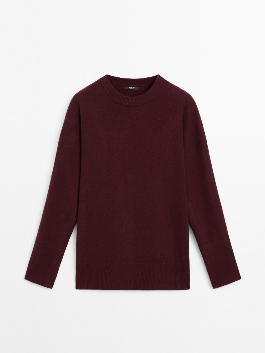Massimo Dutti Wool Blend Knit Women Sweater Maroon | US-VI7295061