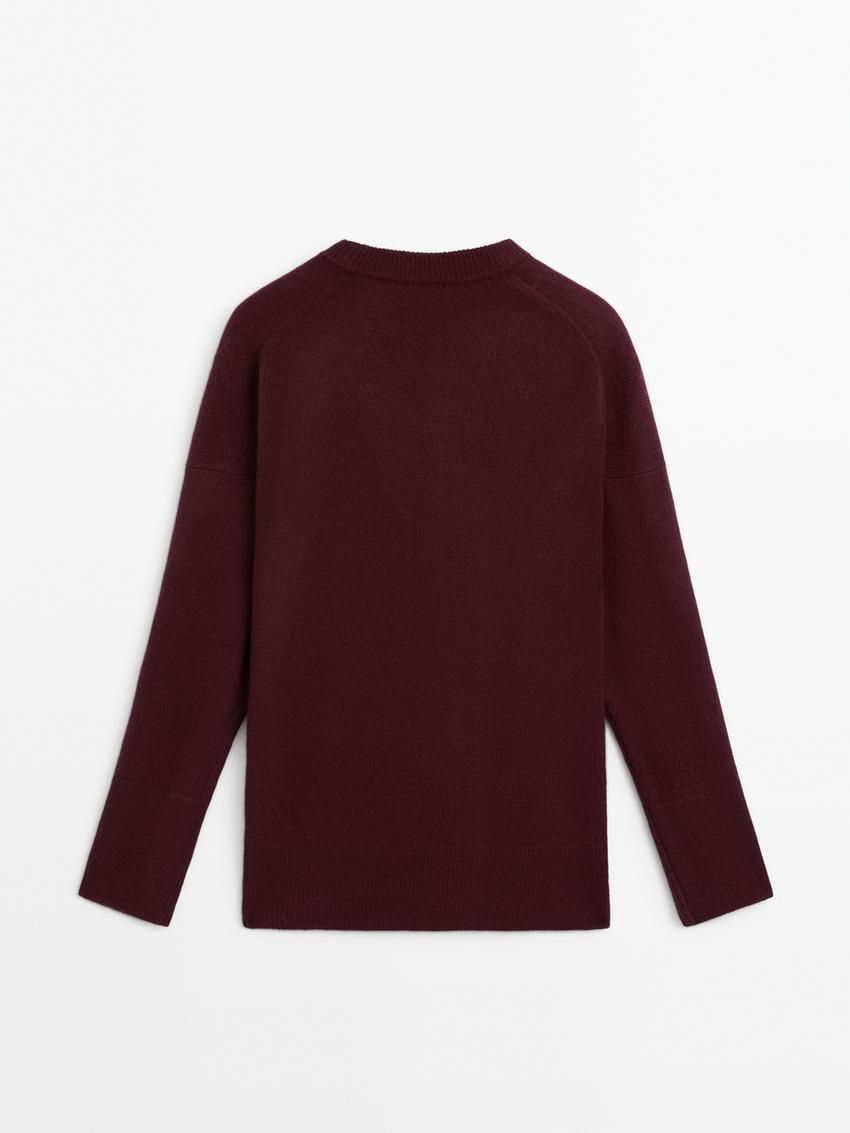 Massimo Dutti Wool Blend Knit Women Sweater Maroon | US-VI7295061